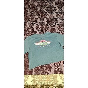 FRIENDS Womens Size XLarge Short Sleeve Central Perk Cropped Tee T‎  Shirt Top